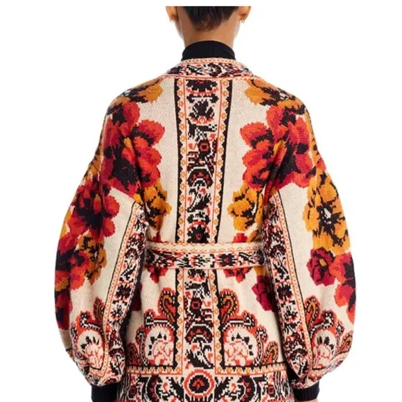 FARM Rio Red & Black Floral Tapestry Cardigan XXS - Picture 4 of 8